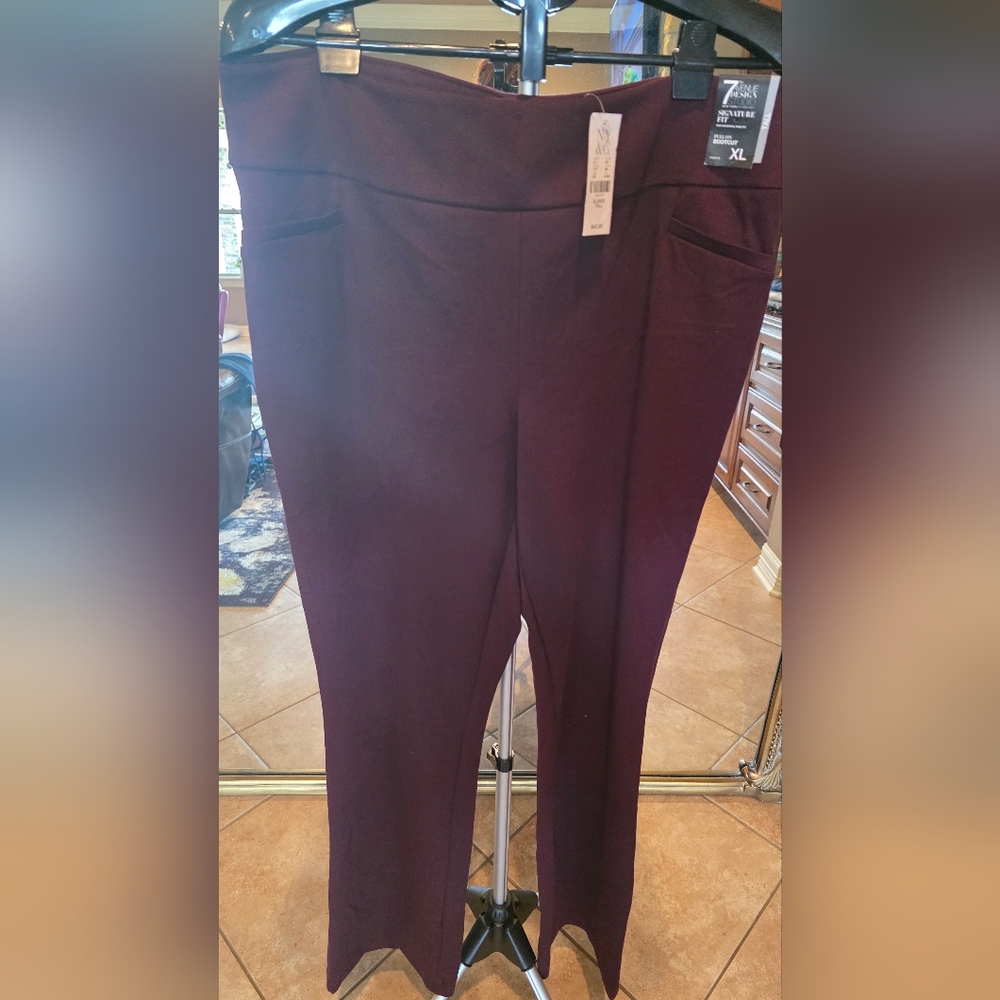 New York & Company Plum Pull-On Ankle Ponte Pants XL Tall